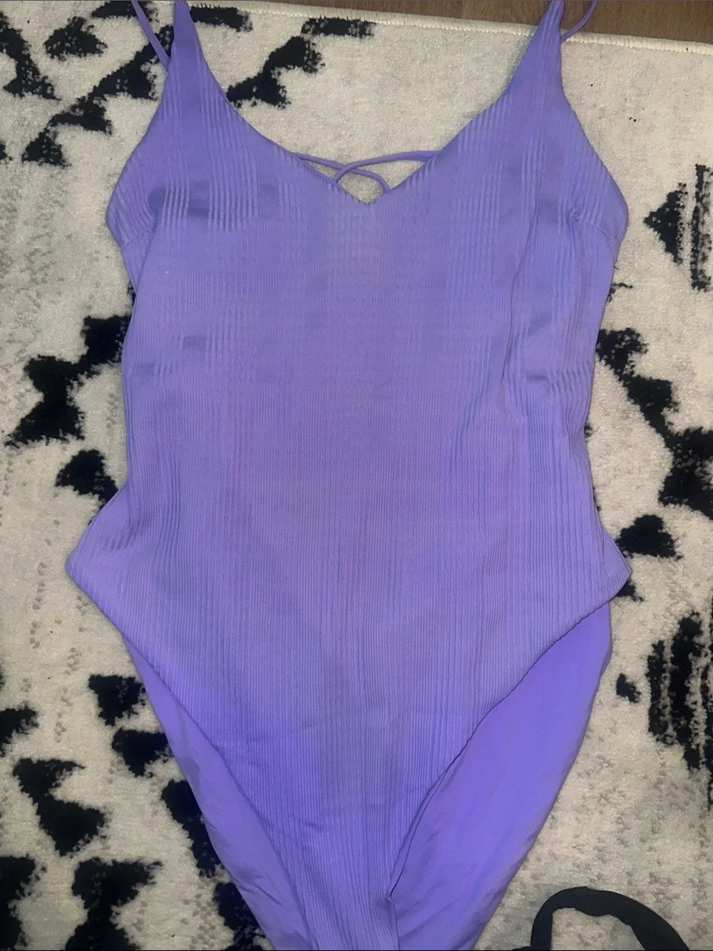 l*space Lavender Ribbed V-Neck One-Piece Swimsuit